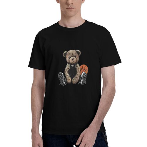 Men's Teddy Bear Printed 100% Cotton T-Shirt-pod4team