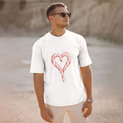 Men's Heartshape Candy Print 100% Cotton T-Shirt-pod4team