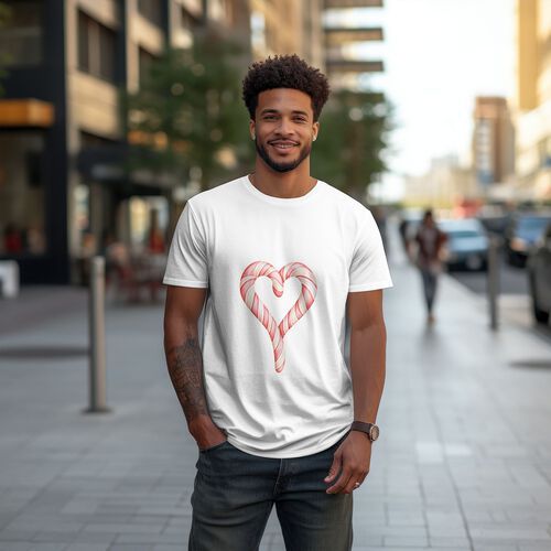 Men's Heartshape Candy Print 100% Cotton T-Shirt-pod4team
