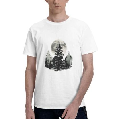 Men's Full Moon On Forest 100% Cotton T-Shirt-pod4team