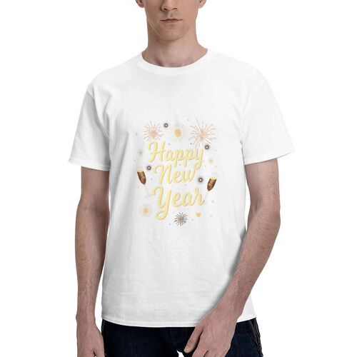 Men's Happy New Year 100% Cotton T-Shirt-pod4team