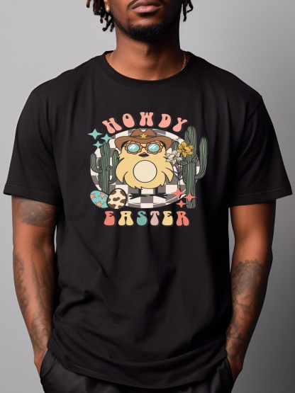 Unisex Howdy Easter Funny Owl Cowboy Hat Western Easter Day Easter Egg Funny T-Shirt