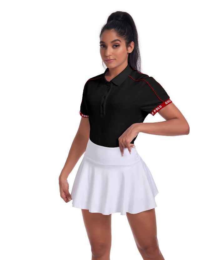 Women's Slim Fit Solid Color Golf Tennis Polo Shirt