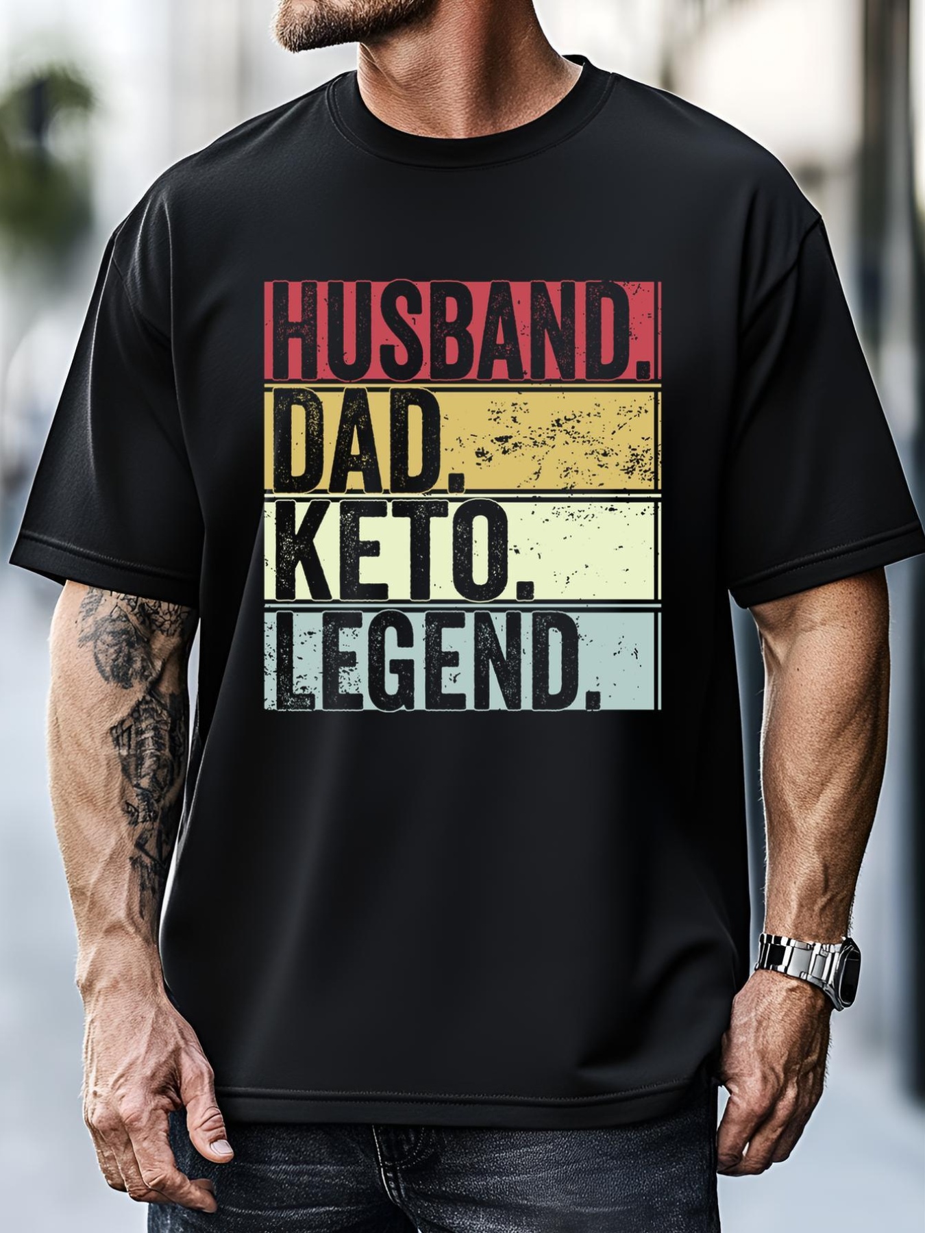 Unisex Vintage Husband Dad Keto Legend Funny Gift For Fathers Day Cool Gift T-Shirt