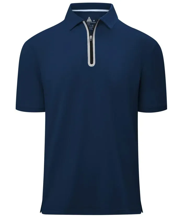 Men's 1/4 Zipper Solid Color Golf Polo Shirt