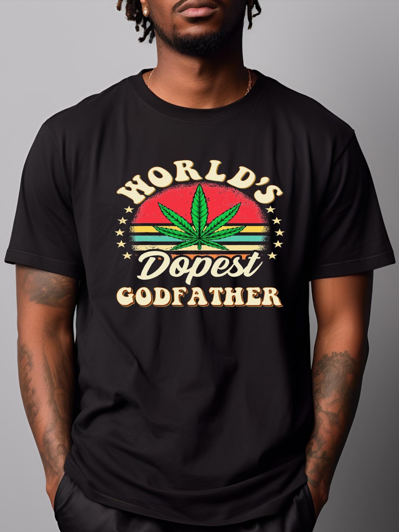 Unisex Funny 420 Pot Vintage Matching Worlds Dopest Godfather T-Shirt