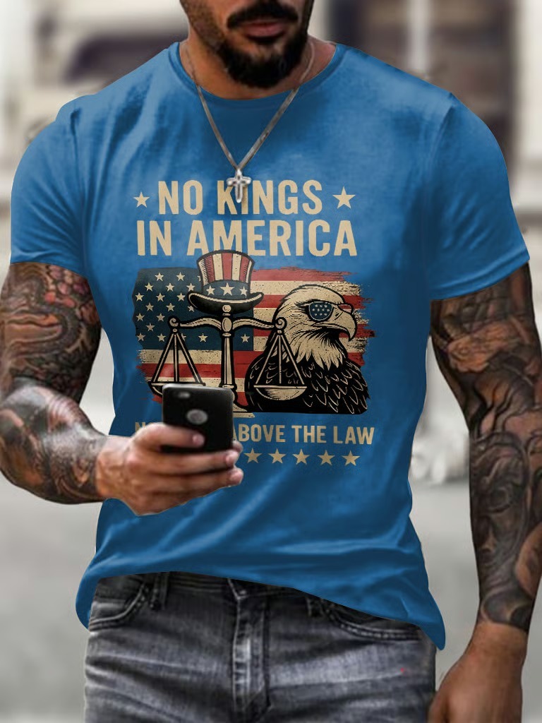 Men's Retro No Kings In America 4th Of July Graphic Tee | Pod4team