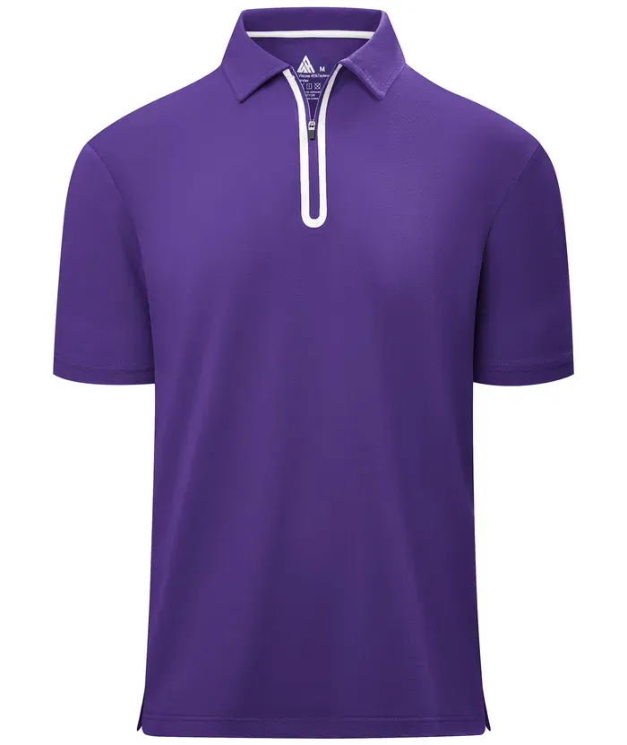 Men's 1/4 Zipper Solid Color Golf Polo Shirt