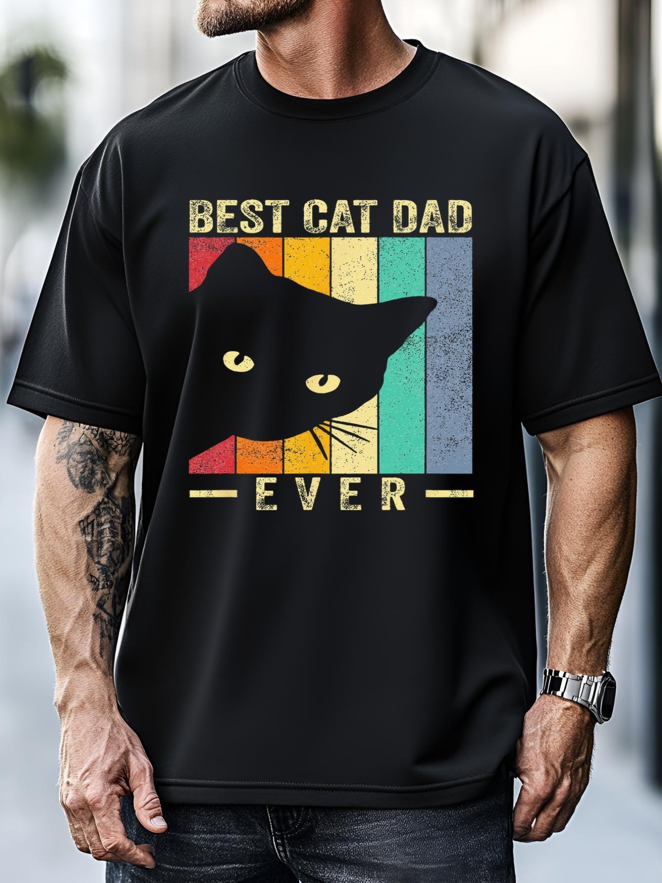 Unisex Best Cat Dad Ever Retro Vintage Cat Daddy Gifts Fathers Day T-Shirt