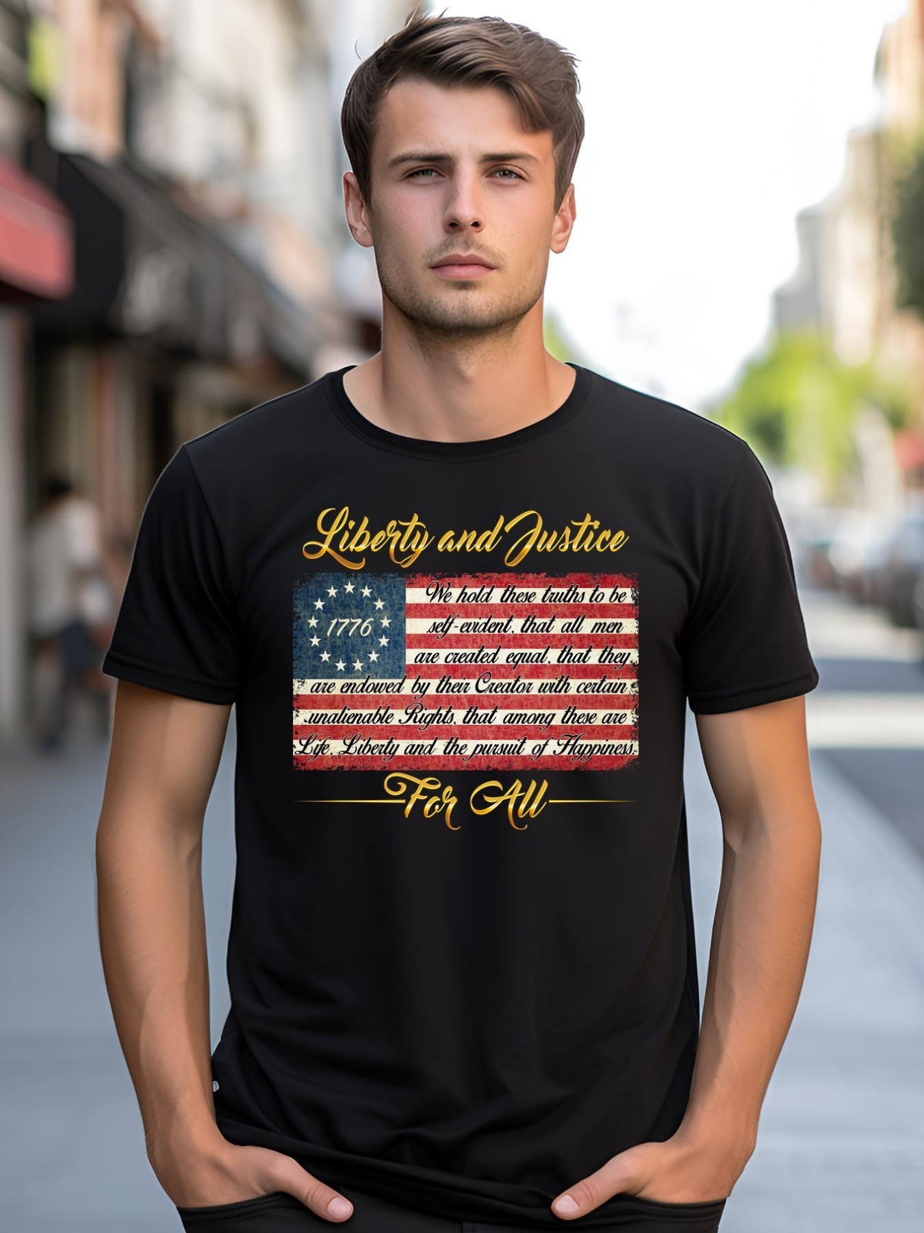 Unisex Liberty And Justice For All The Declaration of Independence shirt  Graphic Tee