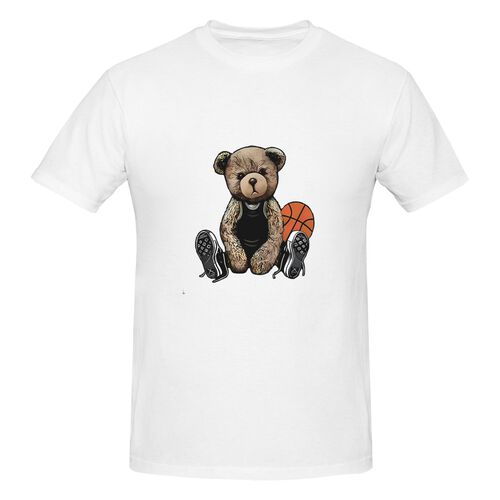 Men's Teddy Bear Printed 100% Cotton T-Shirt-pod4team