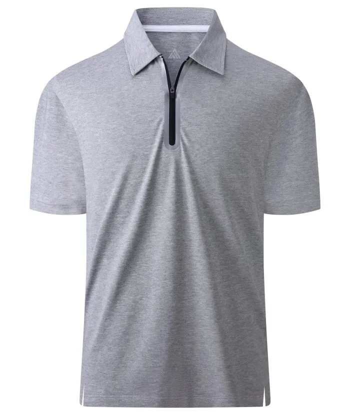 Men's 1/4 Zipper Solid Color Golf Polo Shirt