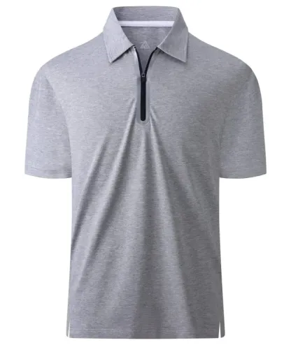 Men's 1/4 Zipper Solid Color Golf Polo Shirt