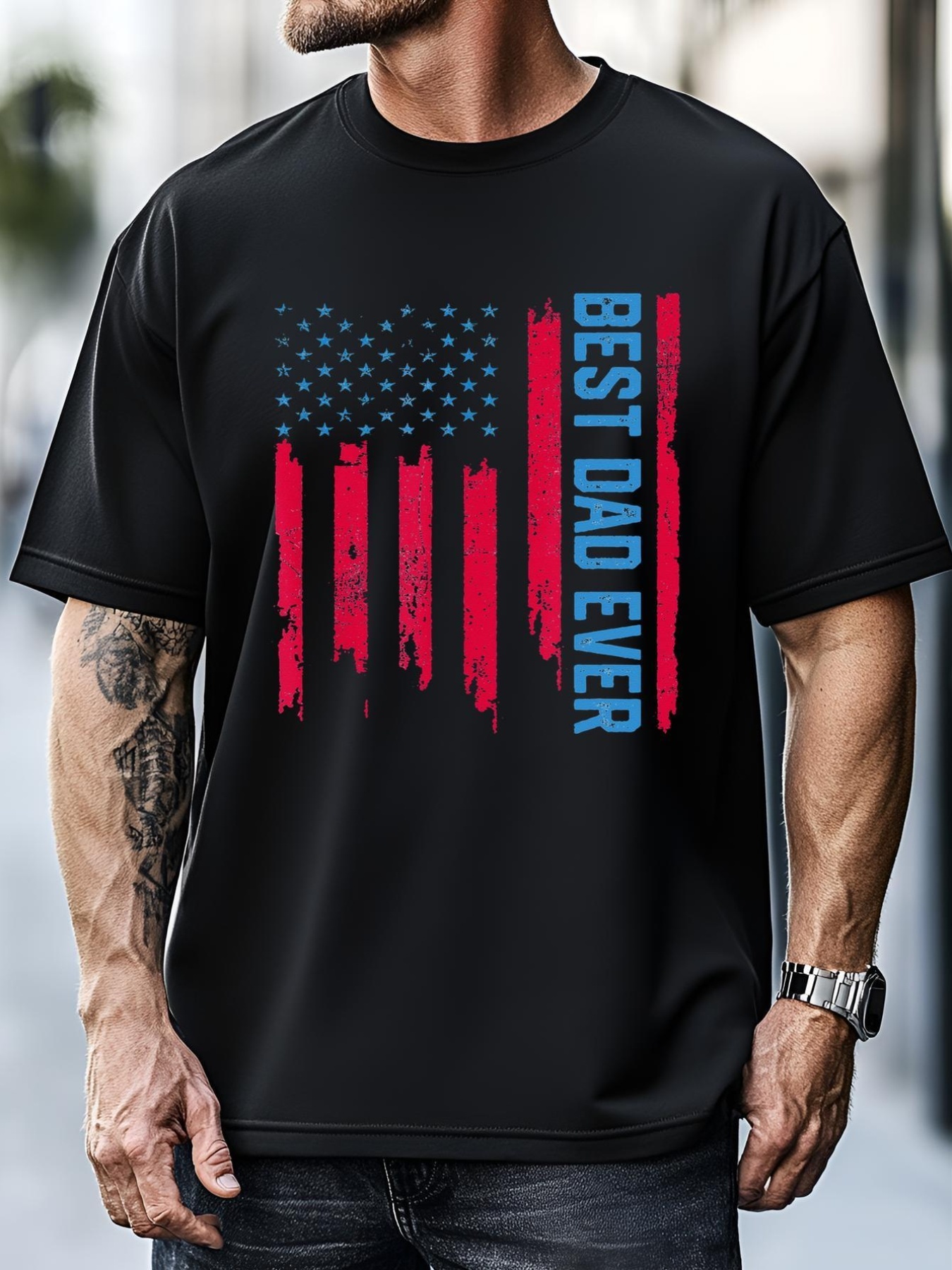 Unisex Best dad ever US american flag Father Gifts For Fathers Day T-Shirt