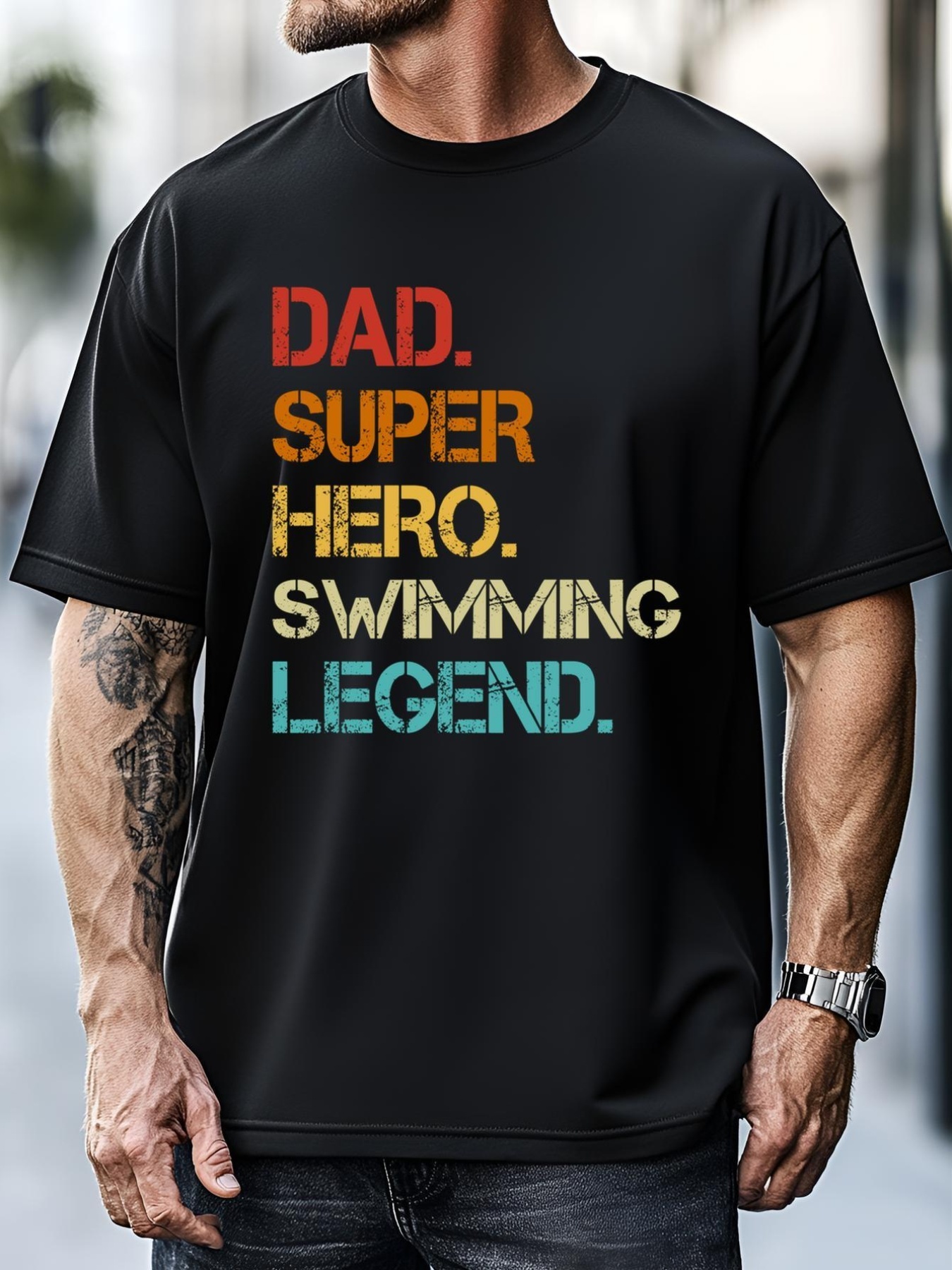 Unisex Vintage Style Dad Hero Swimming Legend Fathers Day Great Gift T-Shirt
