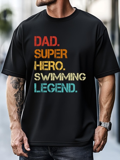 Unisex Vintage Style Dad Hero Swimming Legend Fathers Day Great Gift T-Shirt