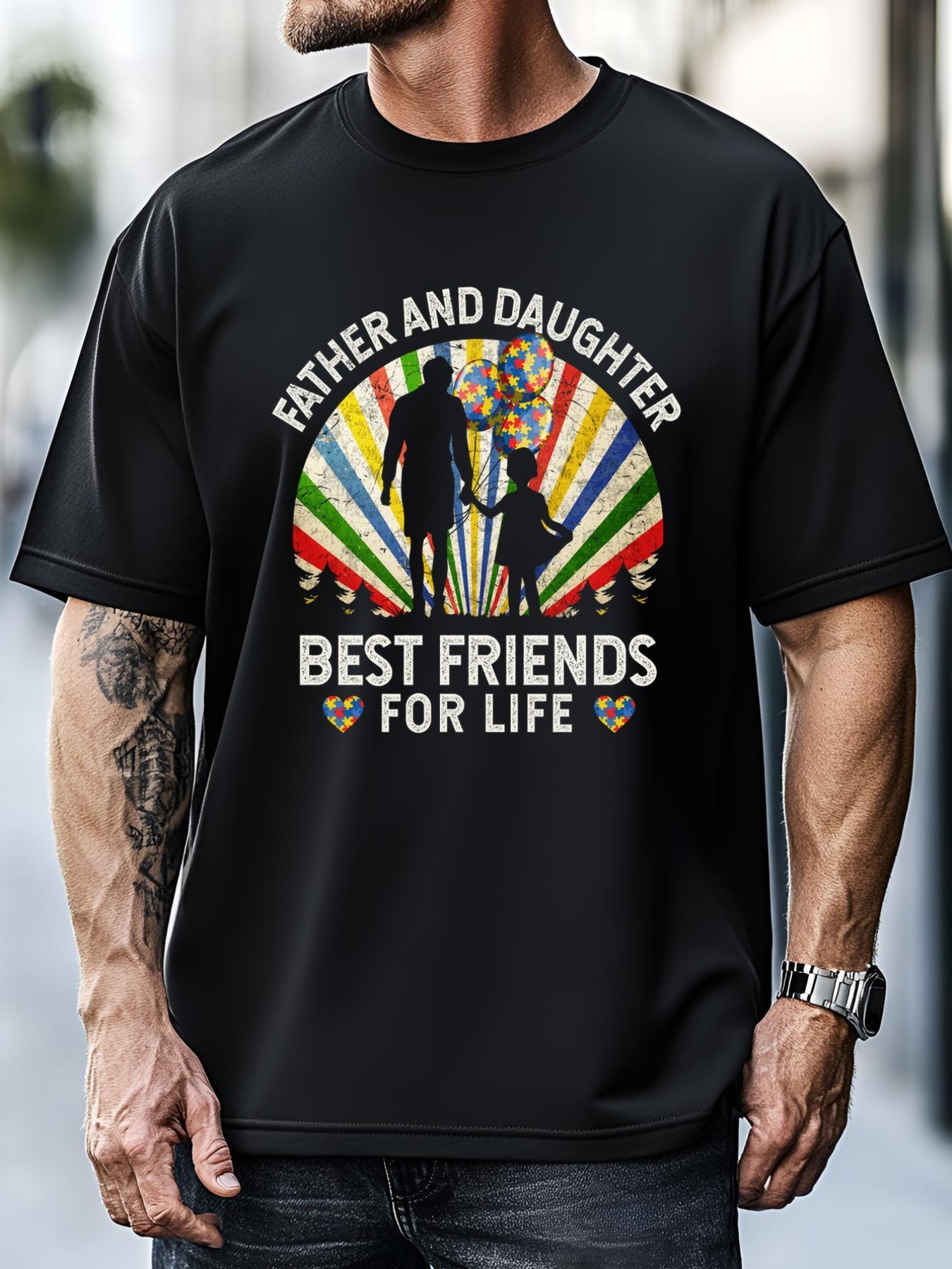 Unisex Father And Daughter Best Friends For Life Autism Awareness T-Shirt