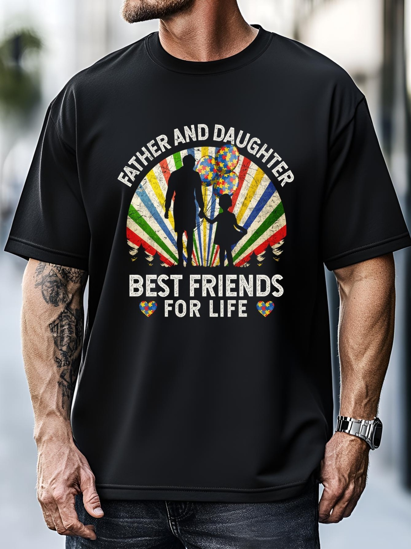 Unisex Father And Daughter Best Friends For Life Autism Awareness T-Shirt