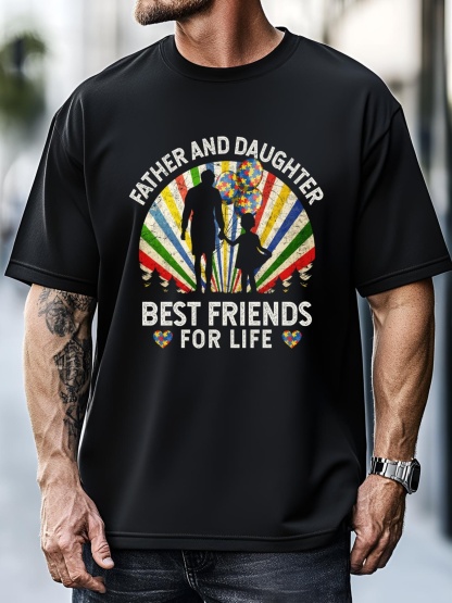 Unisex Father And Daughter Best Friends For Life Autism Awareness T-Shirt