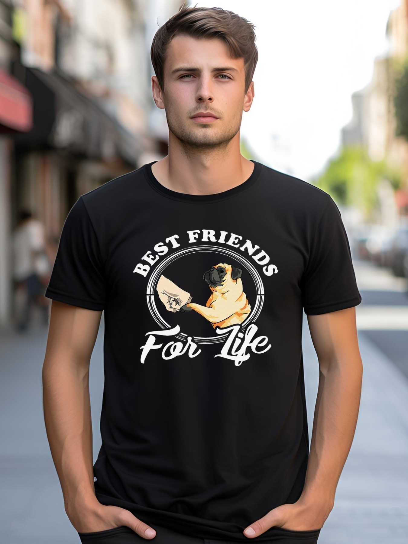 Unisex Pug Dog Lover Design Best Friends For Life Funny Pug shirt  Graphic Tee