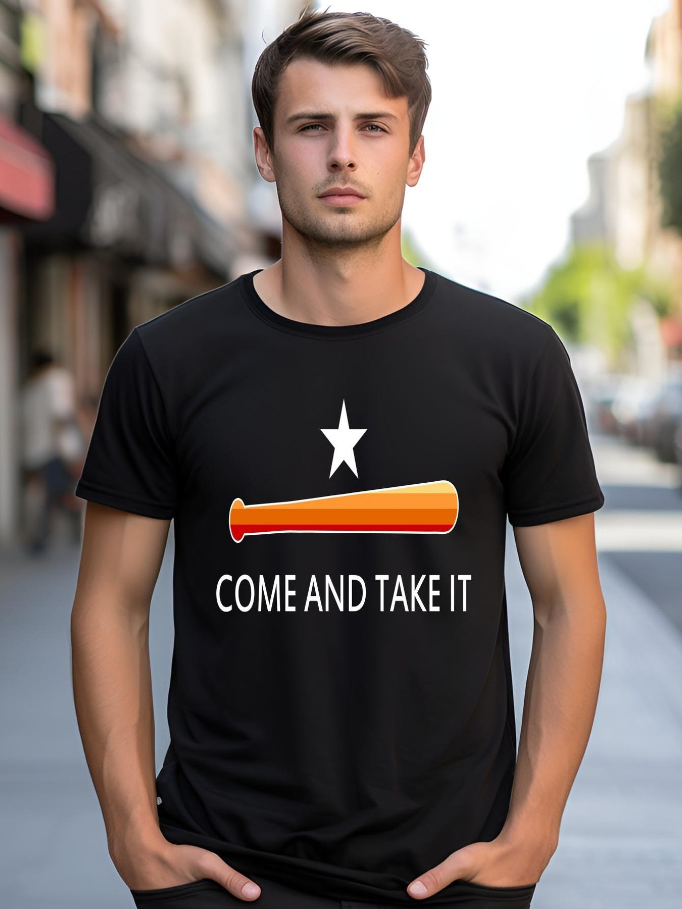 Unisex Come and Take It Houston Vintage Baseball Bat Flag shirt  Graphic Tee