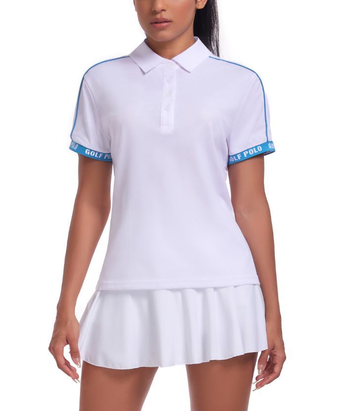 Women's Slim Fit Solid Color Golf Tennis Polo Shirt