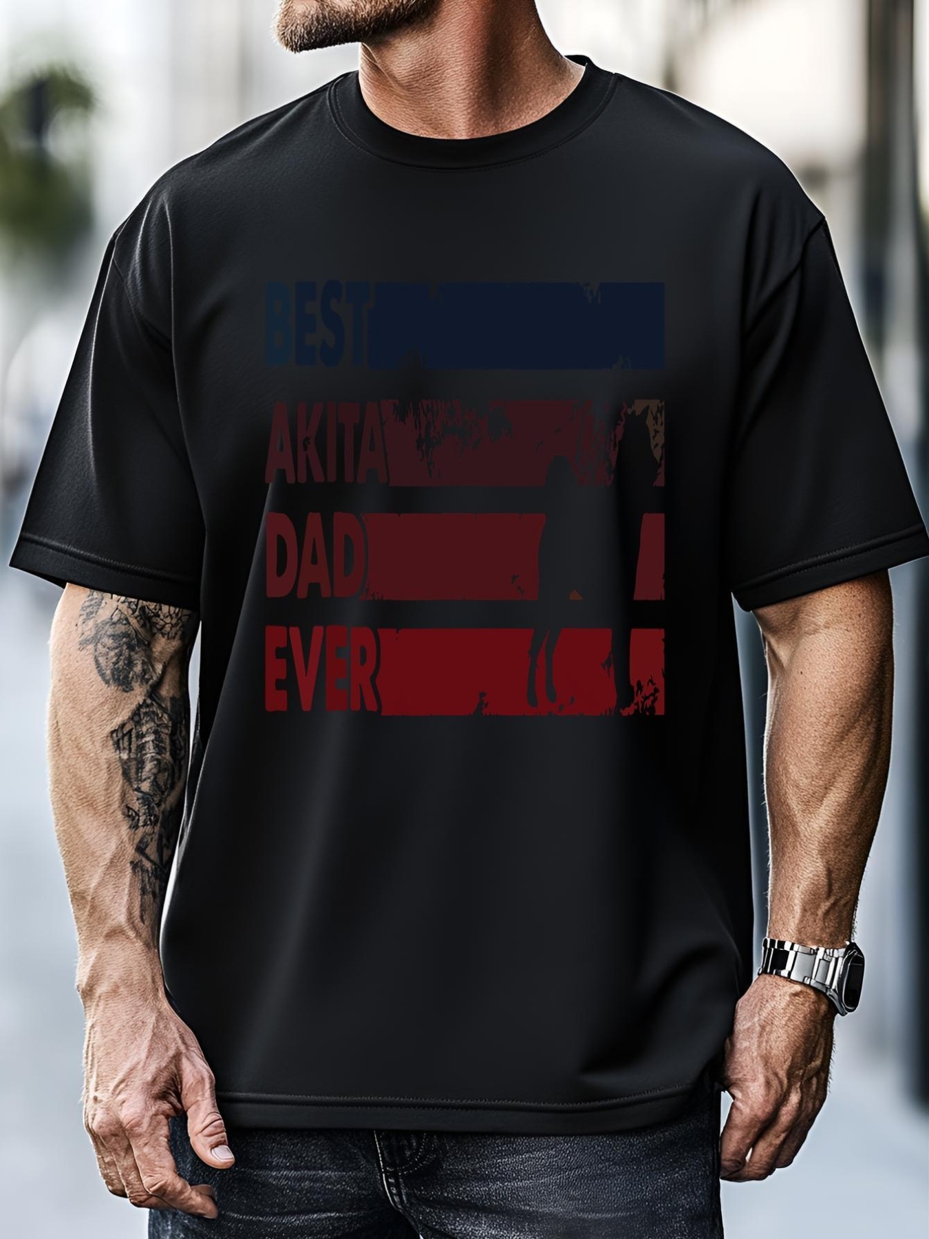 Unisex Best Dog Dad Ever Father Akita T-Shirt