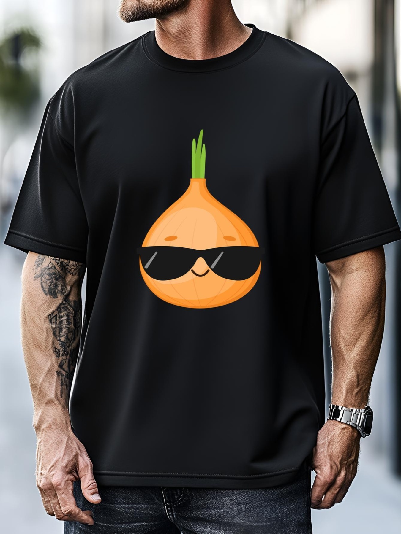 Unisex Funny Onion Dad Sunglasses Vegetable Fathers' Day Gardener Meaningful Gift T-Shirt