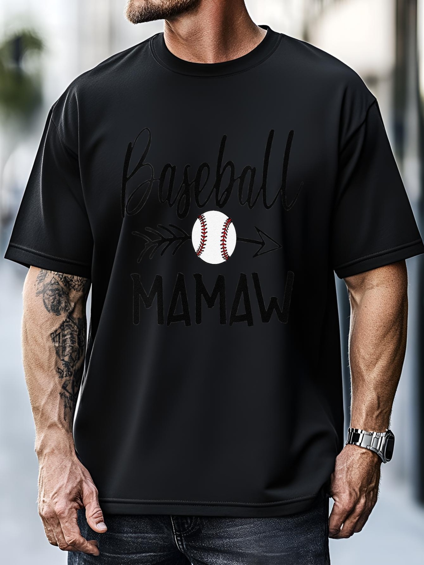 Unisex Baseball Mamaw Cute Arrow Fathers Mothers Xmas Day T-Shirt