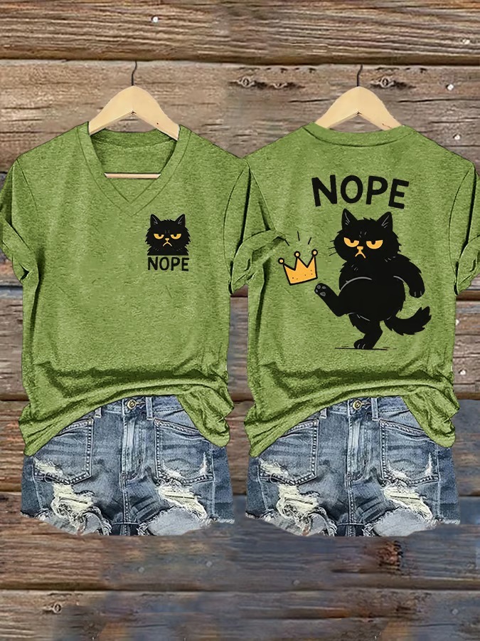 Women's No Kings In America Cat Crown Graphic Tee | Pod4team