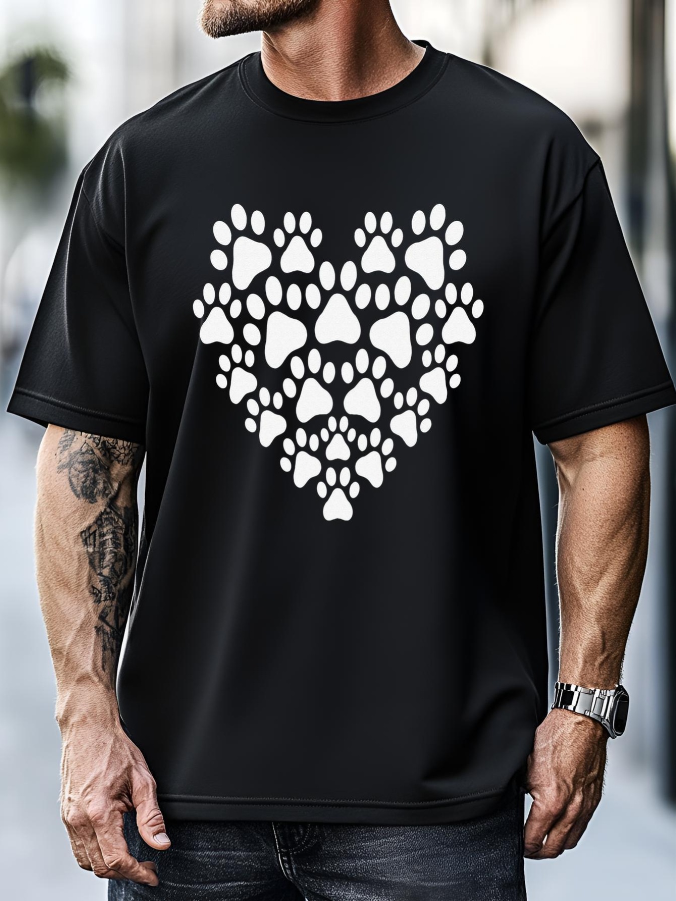 Unisex Heart Paw Print Dog &amp; Cat Mom &amp; Dad Mother's Day Fathers Day T-Shirt