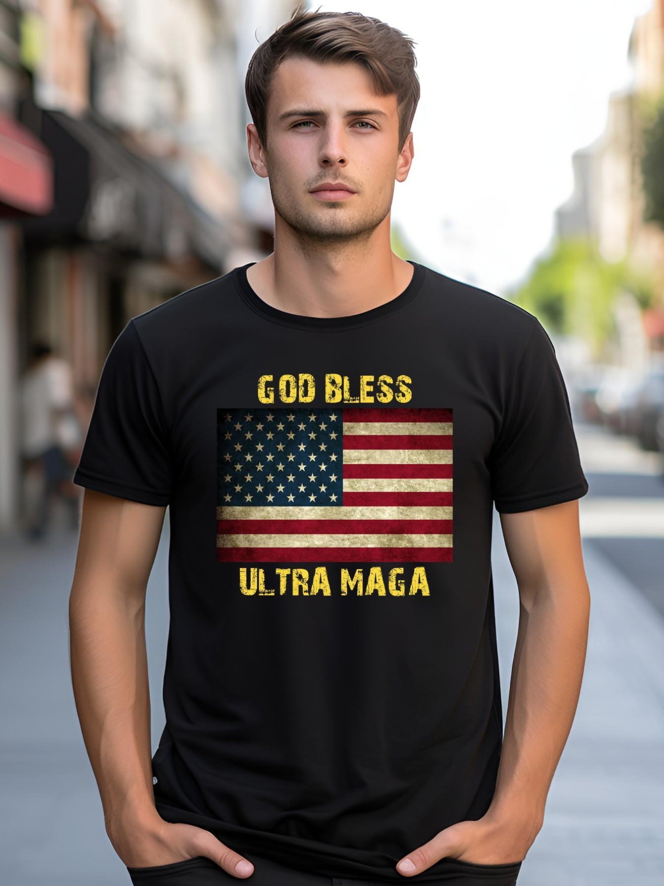 Unisex God Bless Ultra Maga United States Flag shirt  Graphic Tee