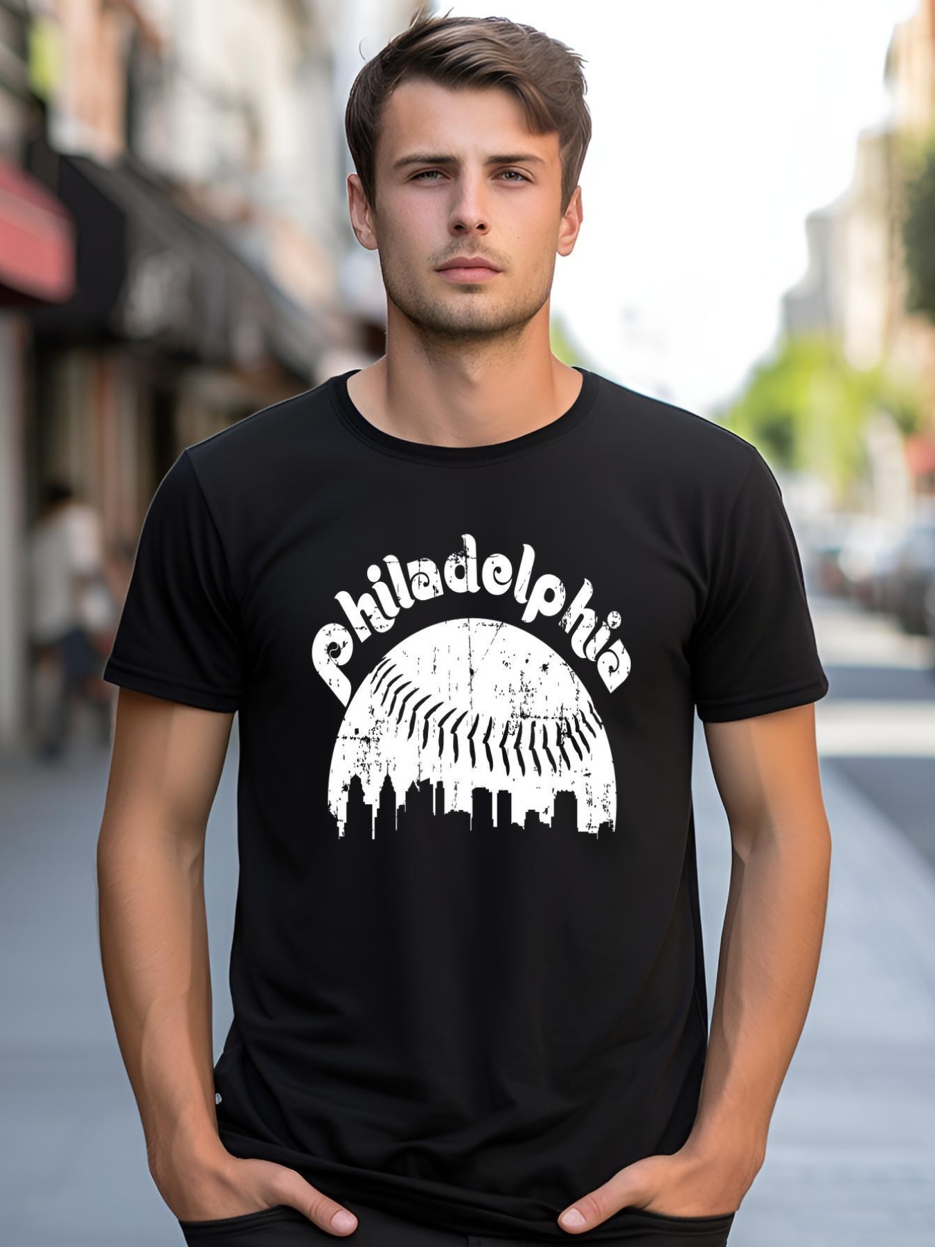Unisex Philadelphia Baseball Retro Philly Skyline Game Day shirt  Graphic Tee