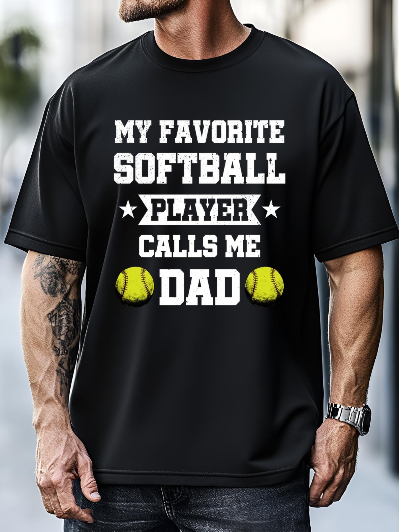 Unisex My Favorite Softball Player Calls Me Dad Father's Day Gift T-Shirt