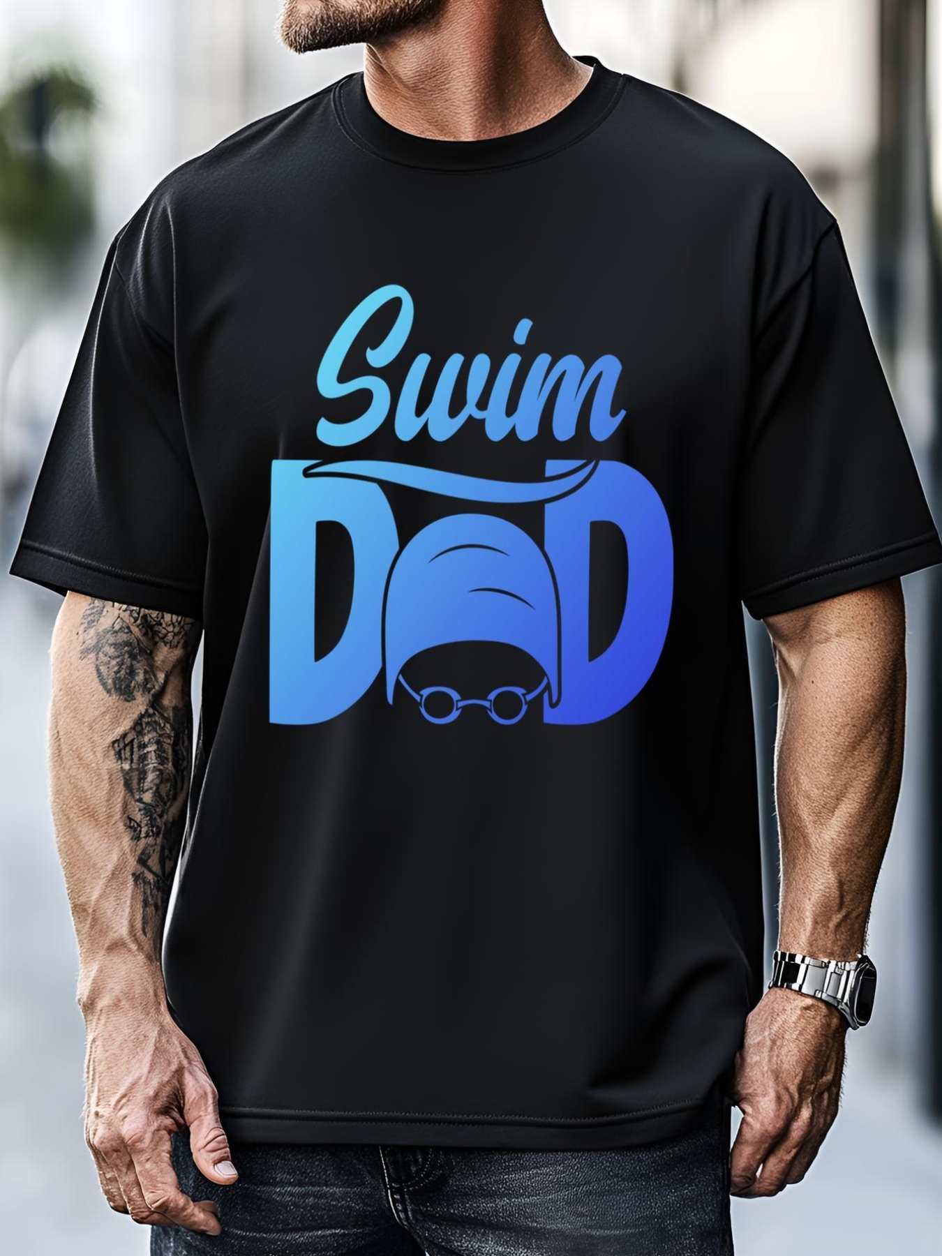 Unisex Swim Dad Proud Swimming Dad Of A Swimmer Dad Swim Father Gift T-Shirt