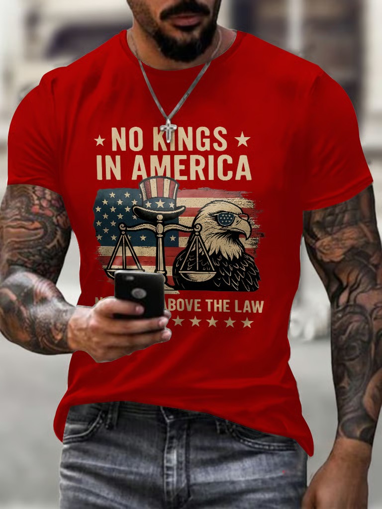 Men's  Retro No Kings In America 4th Of July Graphic Tee