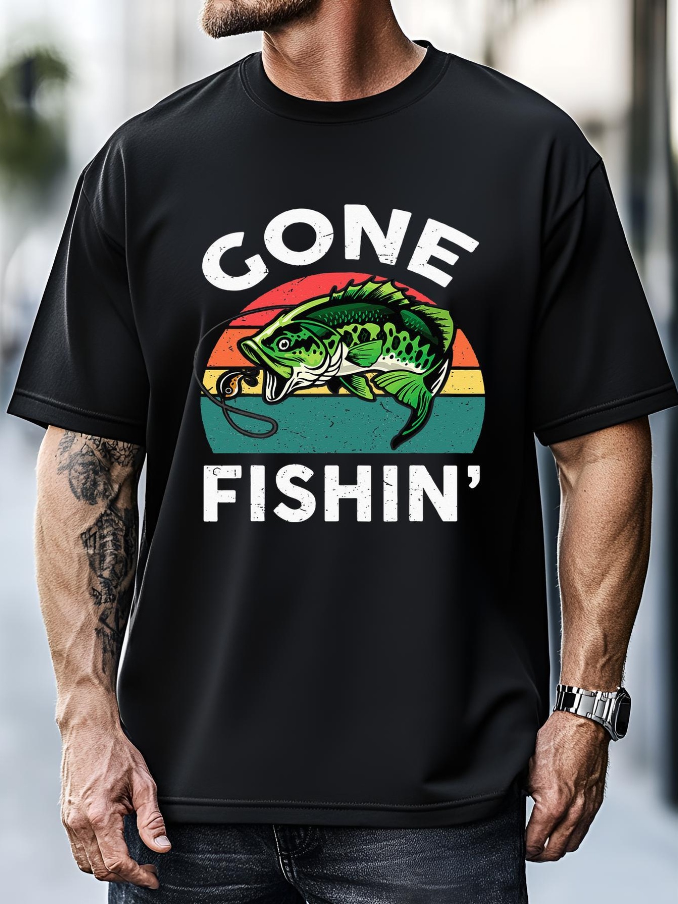 Unisex Gone Fishing Fathers Day Gift Dad Papa Funny T-Shirt