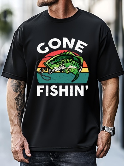 Unisex Gone Fishing Fathers Day Gift Dad Papa Funny T-Shirt