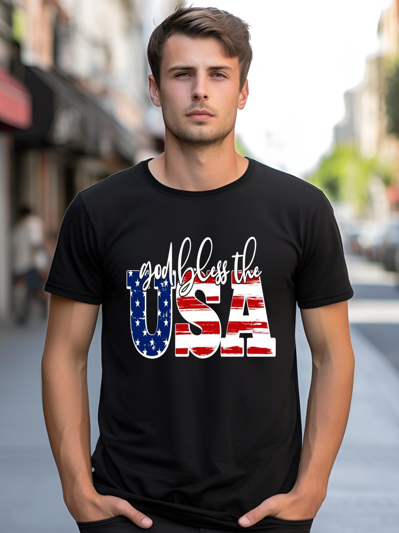 Unisex God Bless The USA American Flag shirt  Graphic Tee