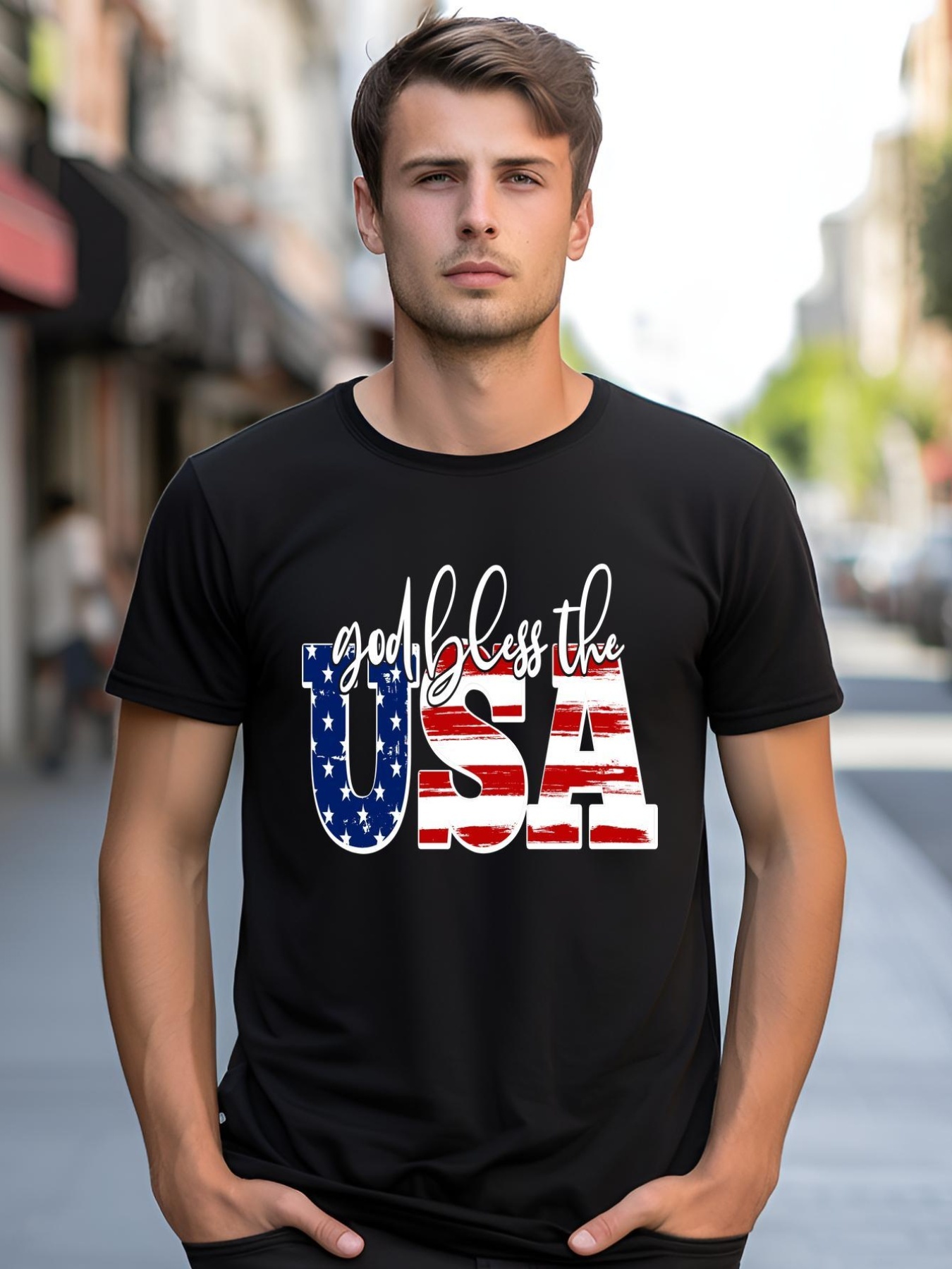 Unisex God Bless The USA American Flag shirt  Graphic Tee