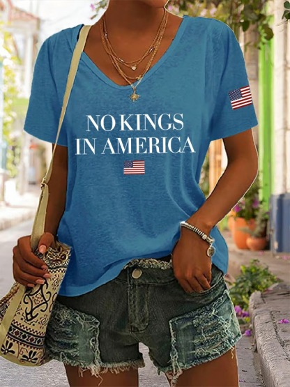 Women's Short Sleeve American Flag Printed Graphic Tee