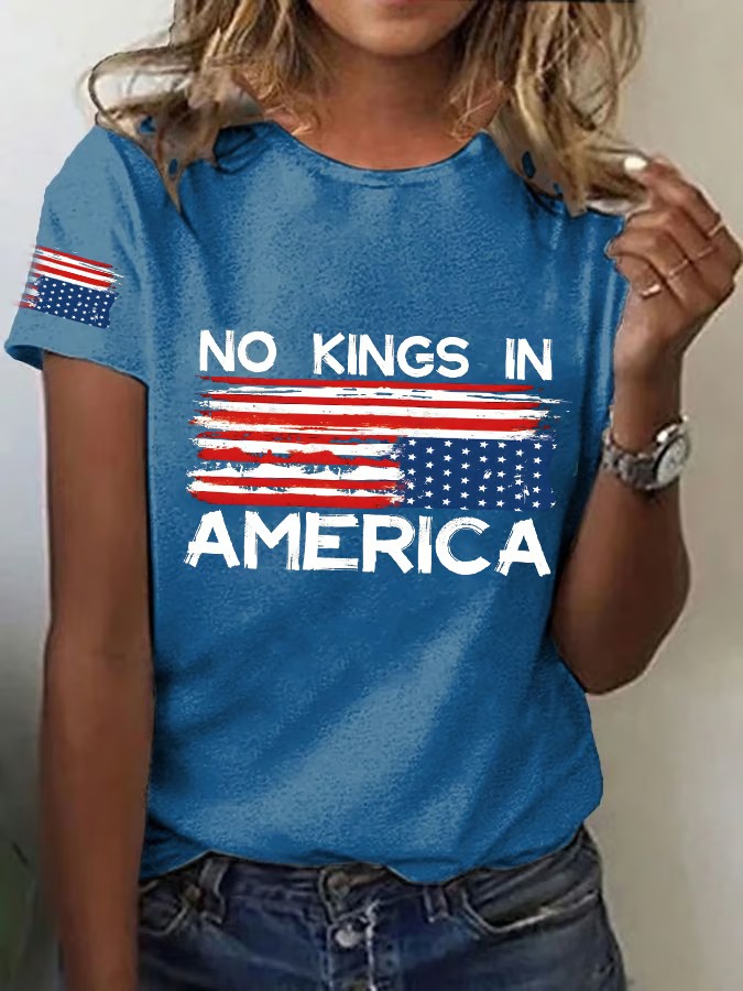 Women's No Kings in America Print Independence day Graphic Tee