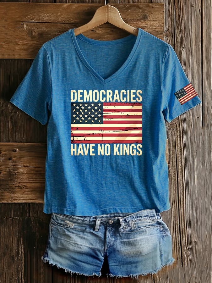 Women's Casual Retro American Flag printed Graphic Tee
