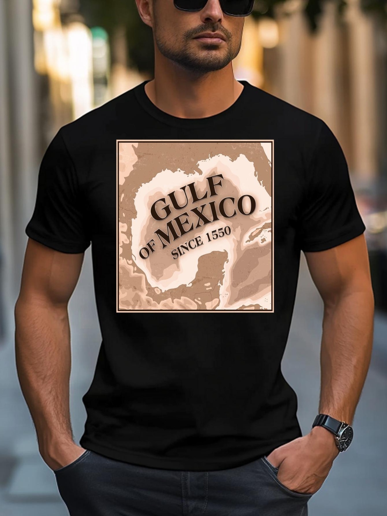 Unisex Vintage Gulf Of Mexico Since 1550 Map T-Shirt