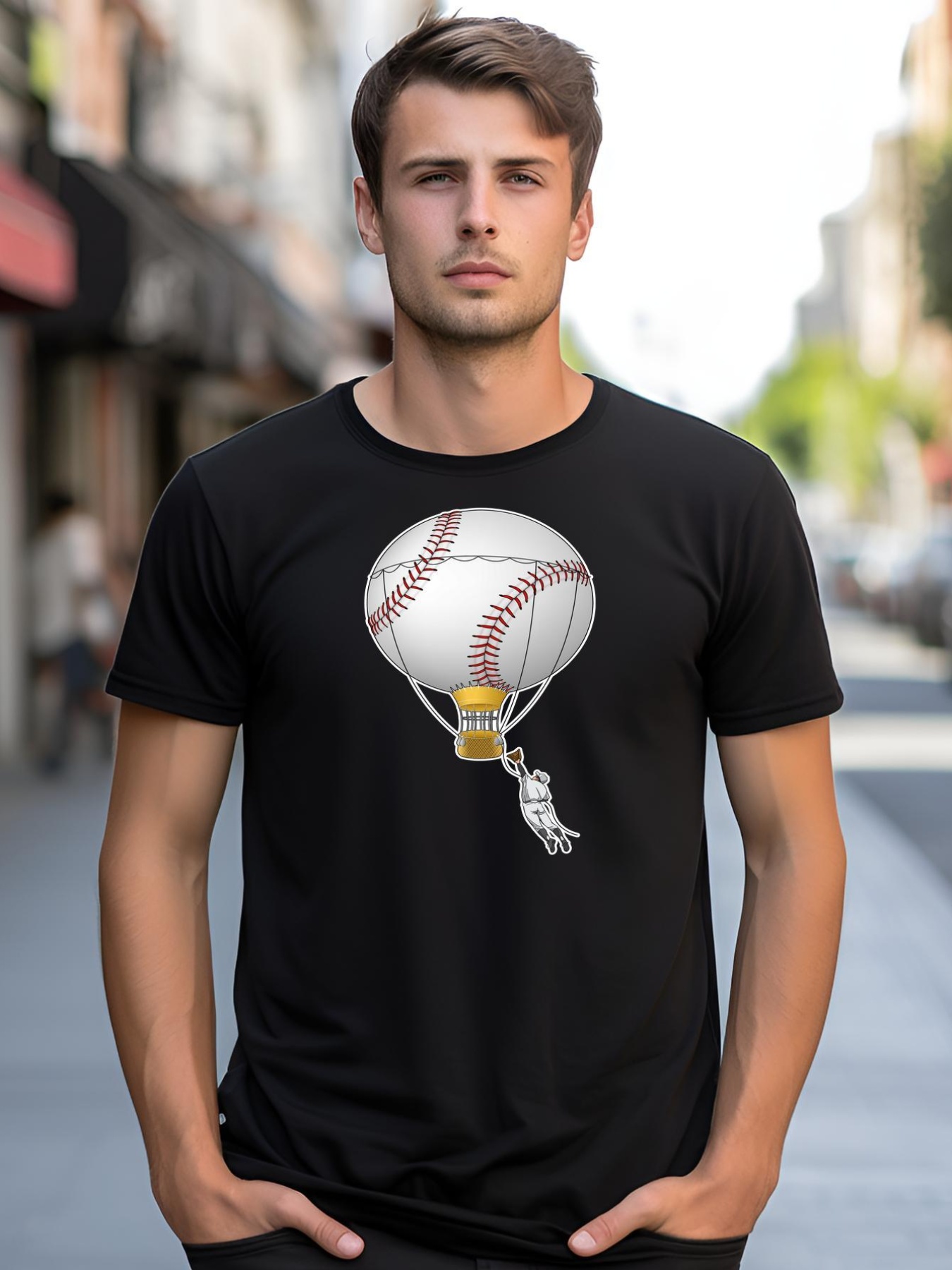 Unisex Funny Baseball Hot Air Balloon Baseball Catcher shirt  Graphic Tee