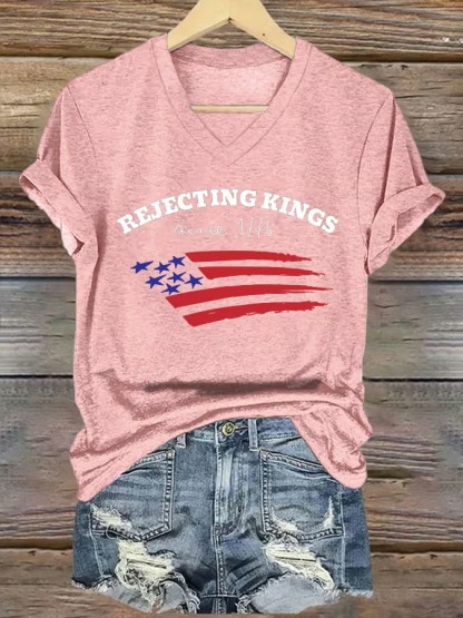 Women's Casual Fashion American Flag Printed Graphic Tee