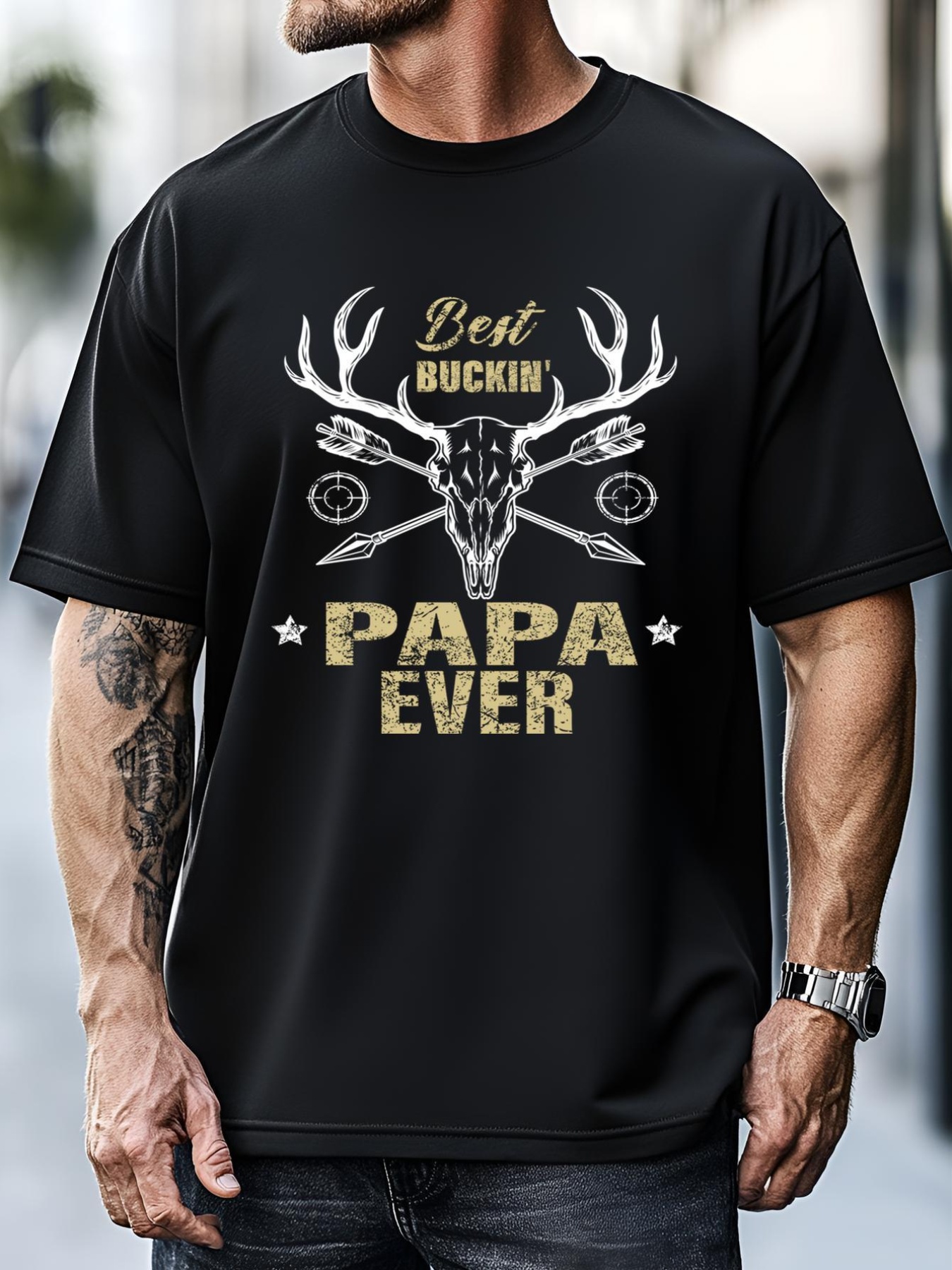 Unisex Best Buckin Papa Ever Deer Hunters Hunting Gift Father Gift T-Shirt