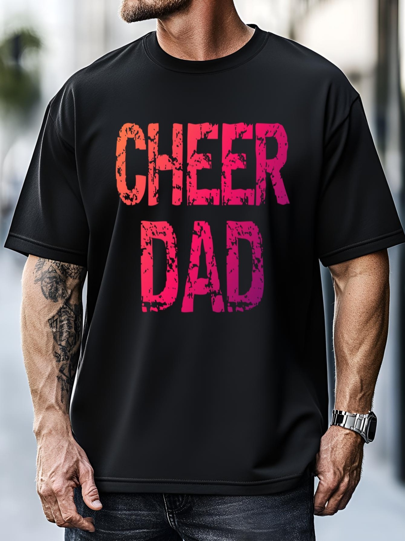 Unisex Cheerleading Gift Cheerleader Father Idea Cheer Dad Meaningful Gift T-Shirt