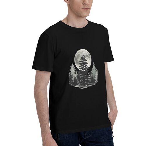 Men's Full Moon On Forest 100% Cotton T-Shirt-pod4team