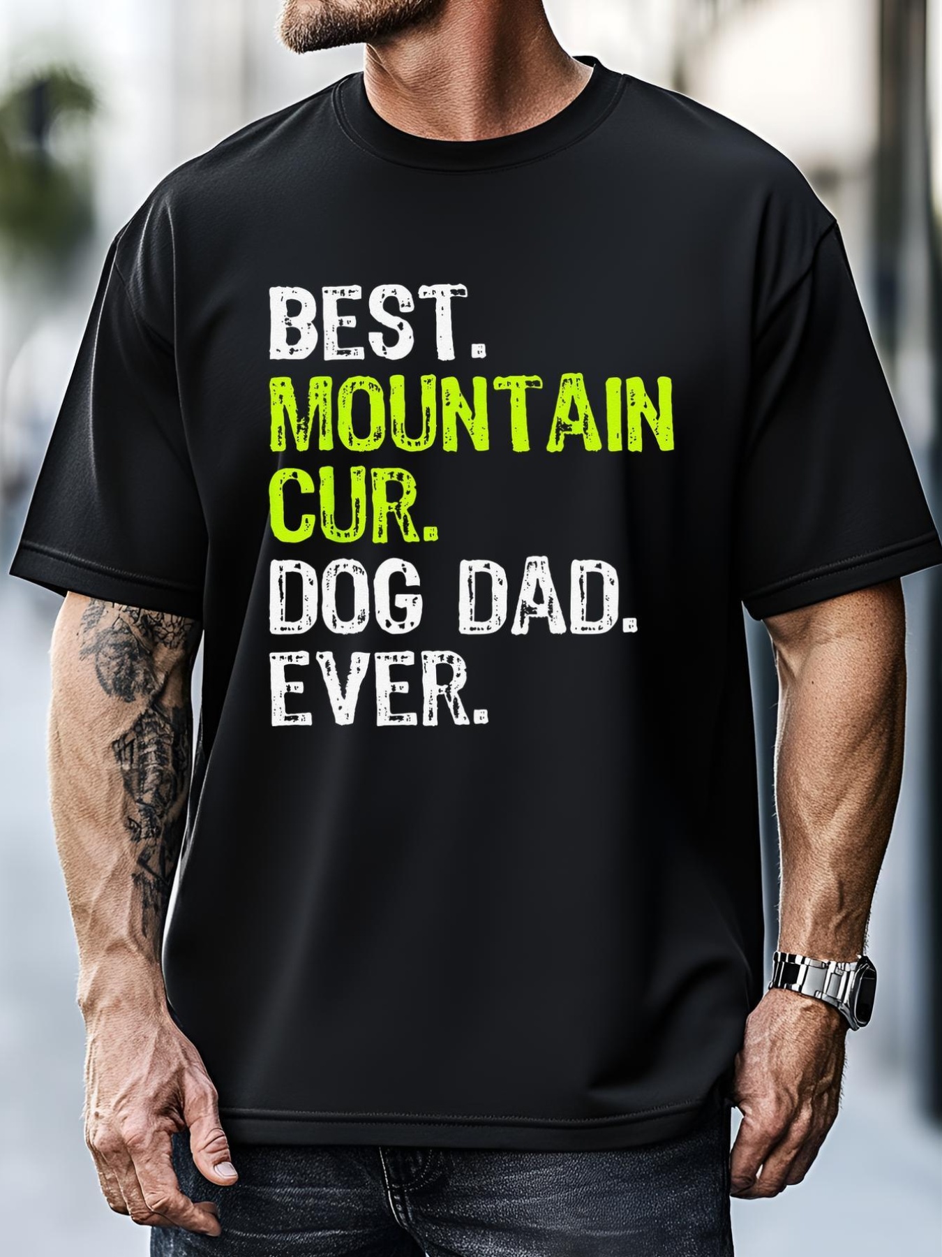 Unisex Mountain Cur Dog Dad Fathers Day Dog Lovers T-Shirt